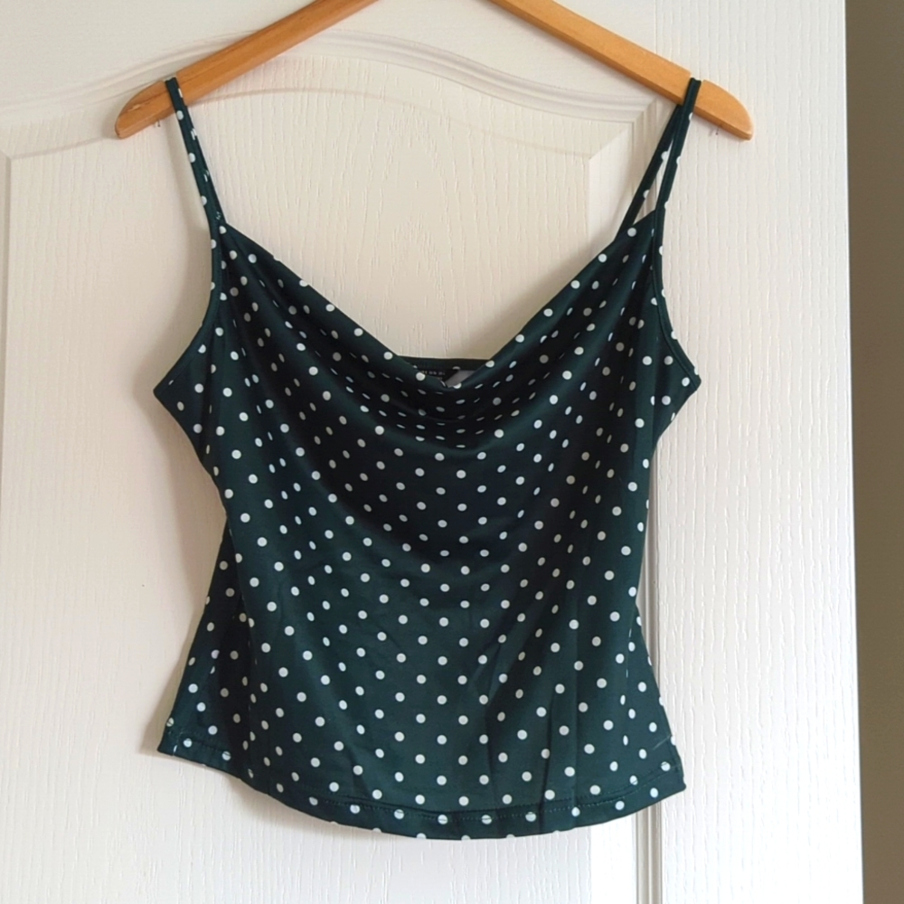 Dark Green Polka dot tank